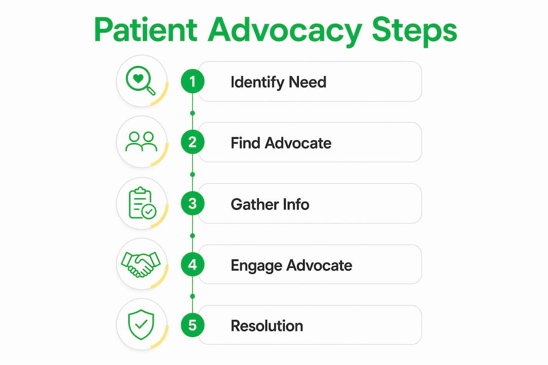 Infographic showing patient advocacy process steps